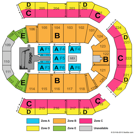 Spokane Arena End Stage Zone Seating Chart